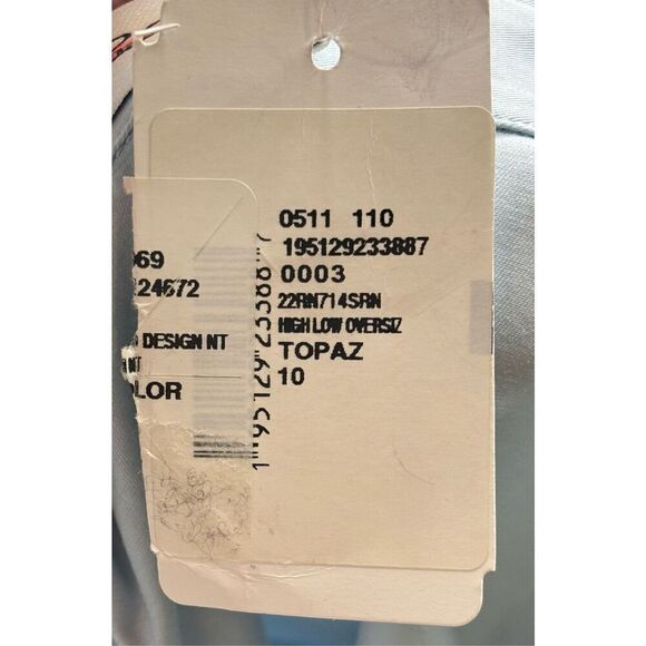 Oscar de la Renta Oversized High-low Stretch Cotton Shirt in Blue Topaz Size 10 - Picture 10 of 12